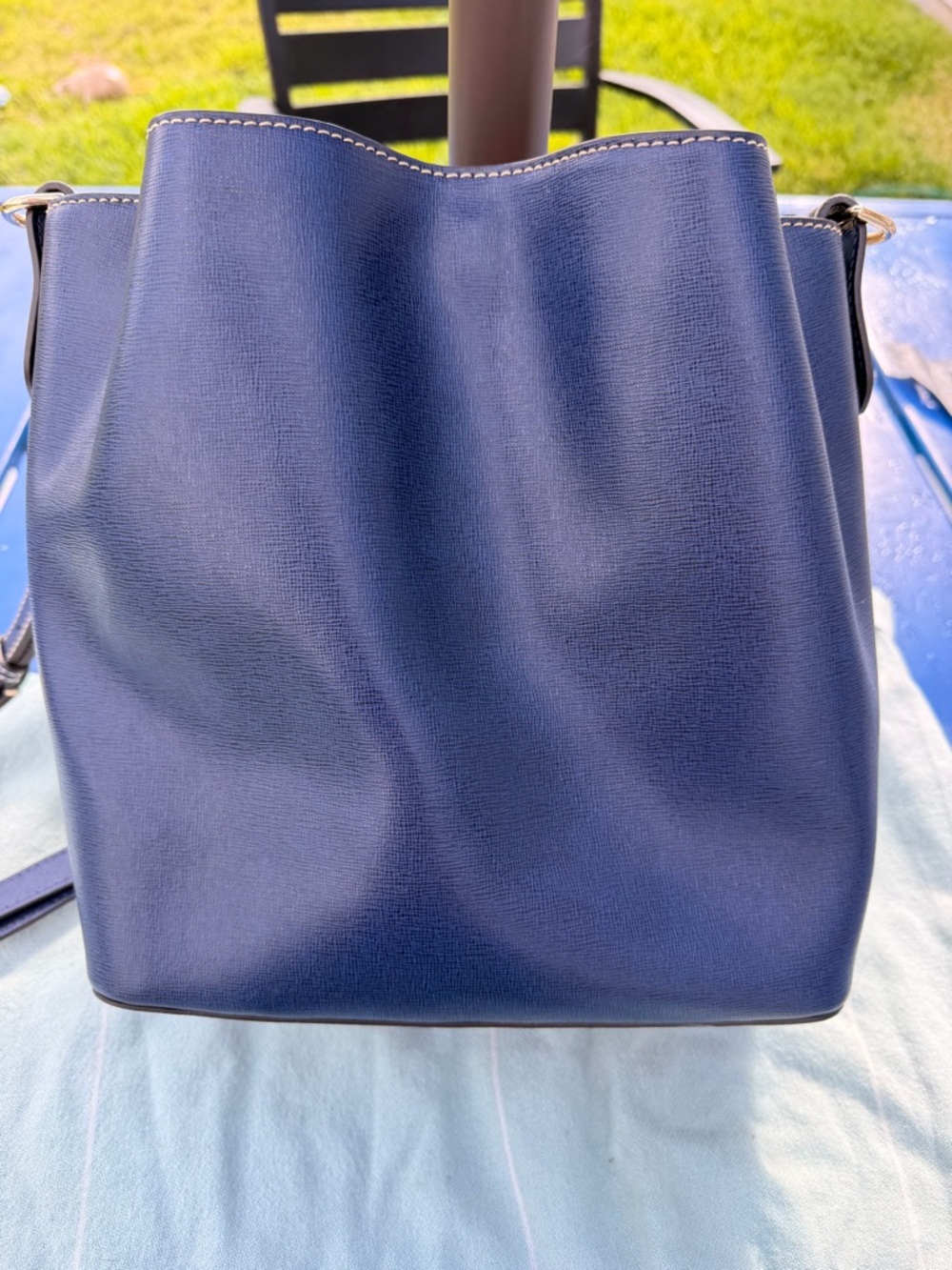 Dooney & Bourke Navy Saffiano Leather Bucket Bag with Matching Wallet - Picture 3 of 10